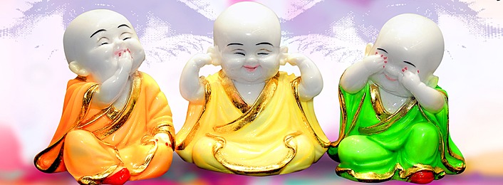 Full Width Image of Laughing Buddha Statues